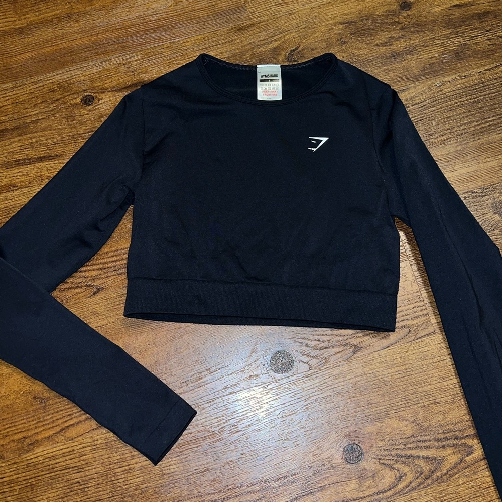 Gymshark Everyday Vital Black Long Sleeve Seamless Activewear Crop Top Size S - Picture 3 of 8